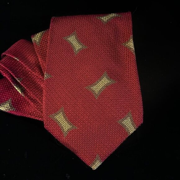 Giorgio Armani Silk Red Tie Mid Century Modern Abstract Tan Camel Maroon Necktie - Picture 3 of 5
